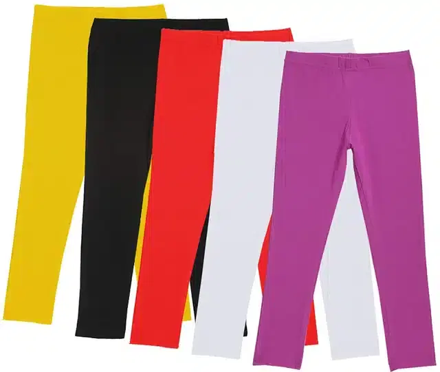 Soft & Comfortable Leggings for Girls, Pack of 5 (Multicolor, 15-16 Years)