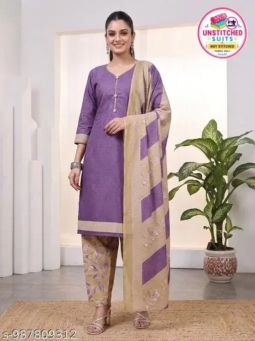 SIMPLYETHNIC Cotton Blend Printed Salwar Suit Set for Women (Multicolor, L)