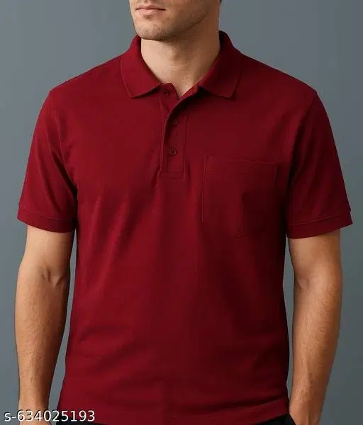 Cotton Blend Solid T-shirt for men, Maroon (L)