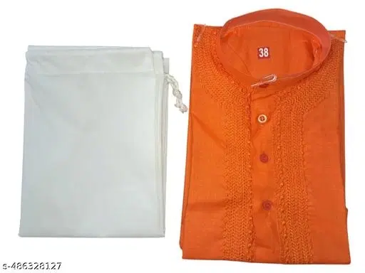 Embroidered Cotton Blend Kurta Set for Men (L)