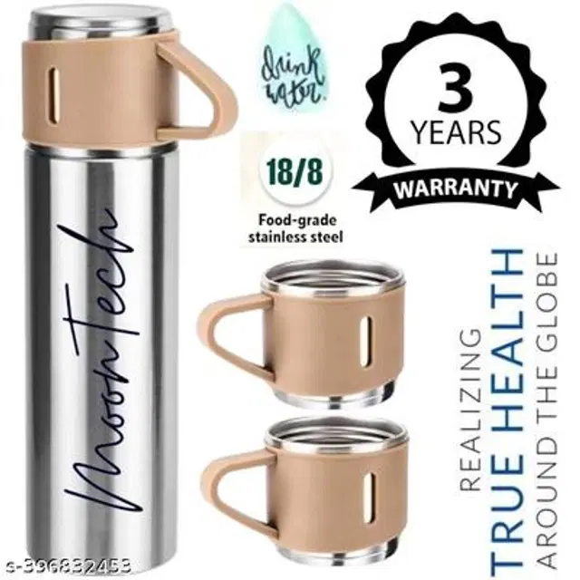 Stainless Steel Vacuum Flask with 2 Cups, Multicolor, 500 ml