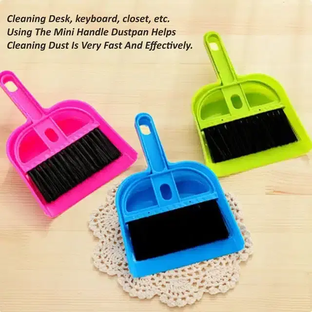 Mini Dustpan with Brush, Set of 3, Multicolor