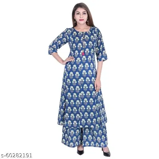 Rayon Kurti For Women, Teal (S)