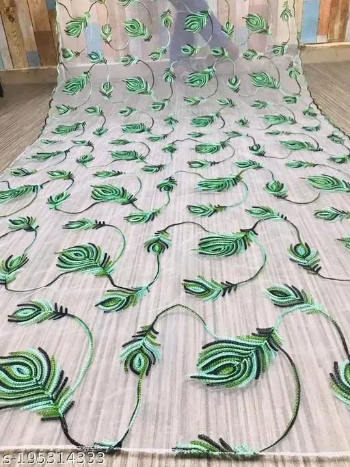 Embroidered Punjabi Net (Green, Free Size)