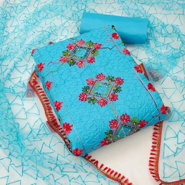 Women's Unstiched Dress Material Suit (Sky Blue) (VK-278)