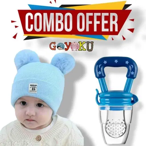 Solid Cap with Fruit Nibbler for Baby, Set of 2 (Multicolor)