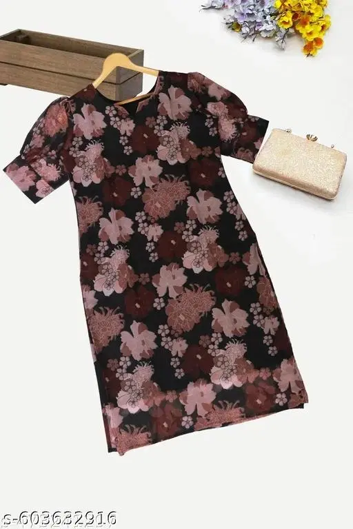 Georgette Kurti for Women (Black, XS)