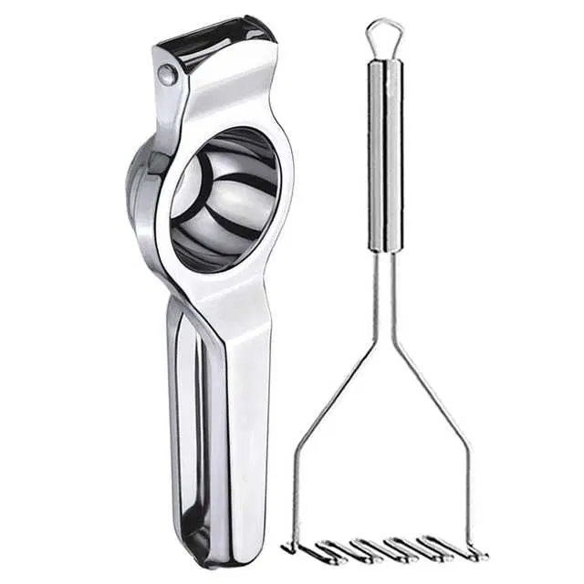 Oc9 Stainless Steel Lemon Squeezer & Potato Masher Kitchen Tool Set, O-16