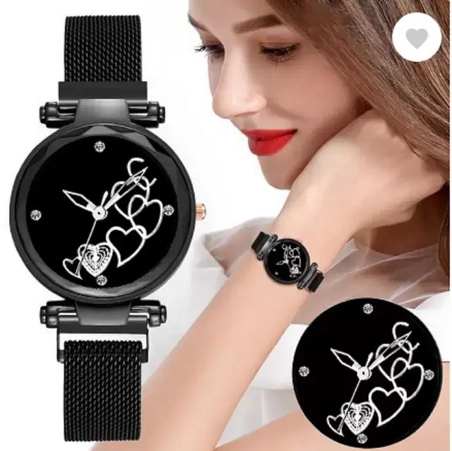 Analog Watch for Women & Girls (Black)