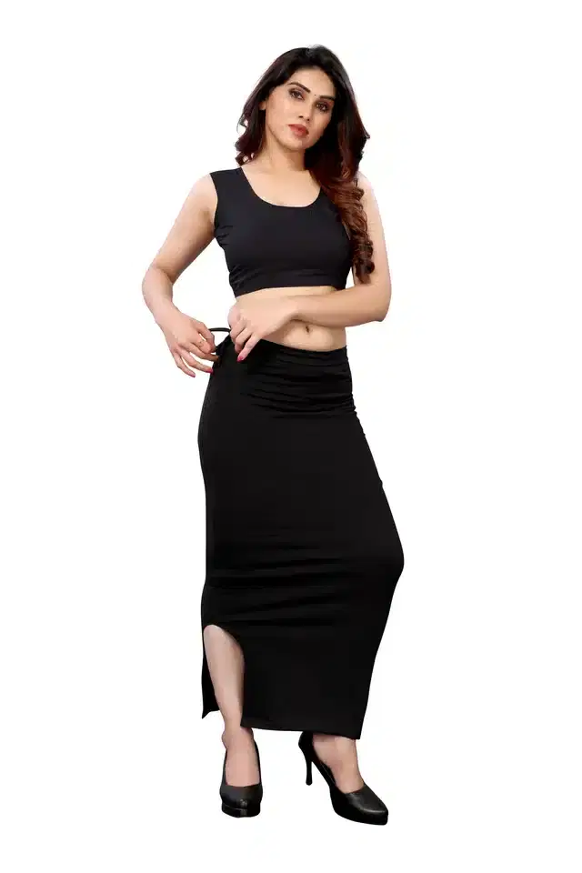 Women's Solid Saree Petticoat (Black)