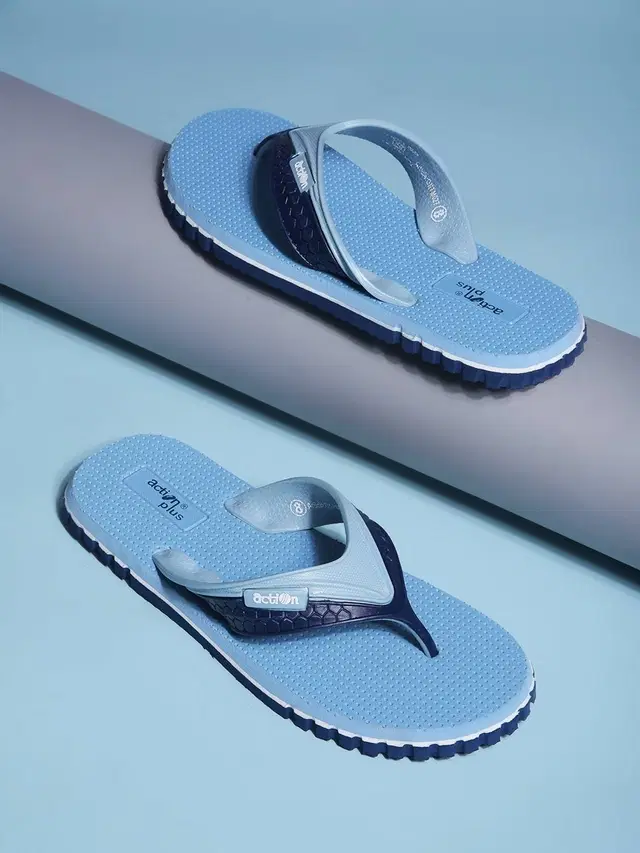 action Flip Flops for Men (Blue, 7)