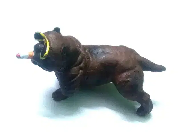Bull Dog Car Dashboard Figure, Dark Brown