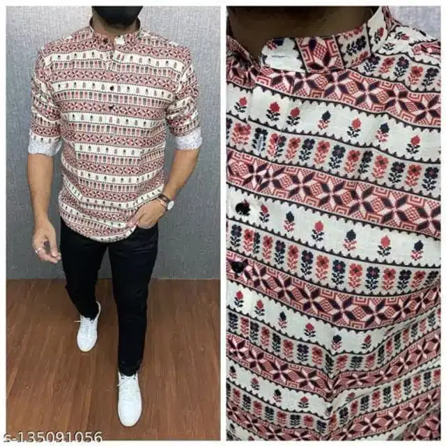 Printed Shirt for Men (Multicolor, M)