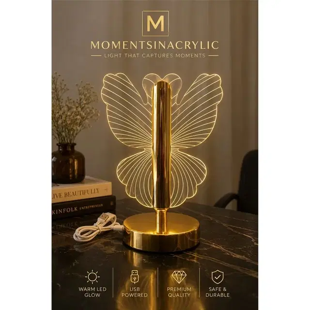 Rechargeable Touch Sensor Decorative Butterfly Acrylic Led Touch Table Lamp