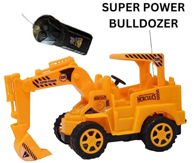 Remote Control Super Power Driving Bulldozer Toy for Kids, Orange