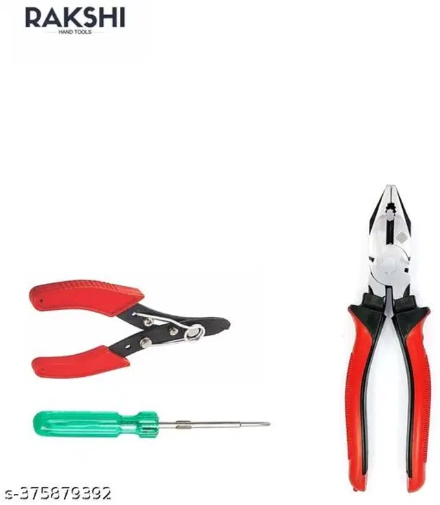 Stainless Steel Cutting Plier with Wire Cutter & Screw Driver, Multicolor, Set of 3