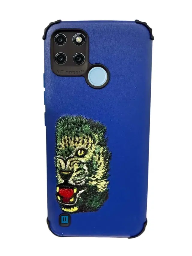 Synthetic Pu Leather Back Cover For Realme Rmx3268 / C25Y, Blue