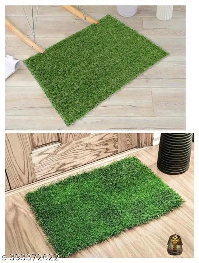 Artificial Grass Doormat, Green, 37x57 cm, Pack of 2
