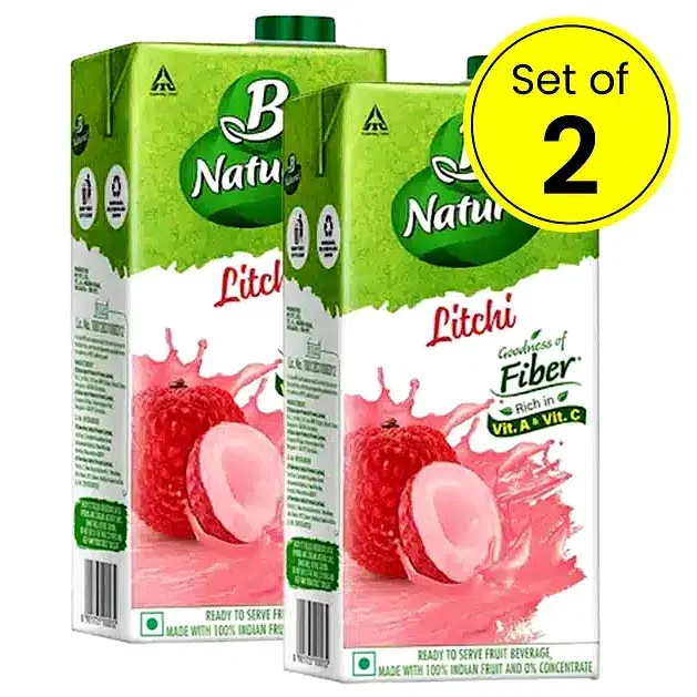 B Natural Litchi Juice 2X1 L (Pack of 2)