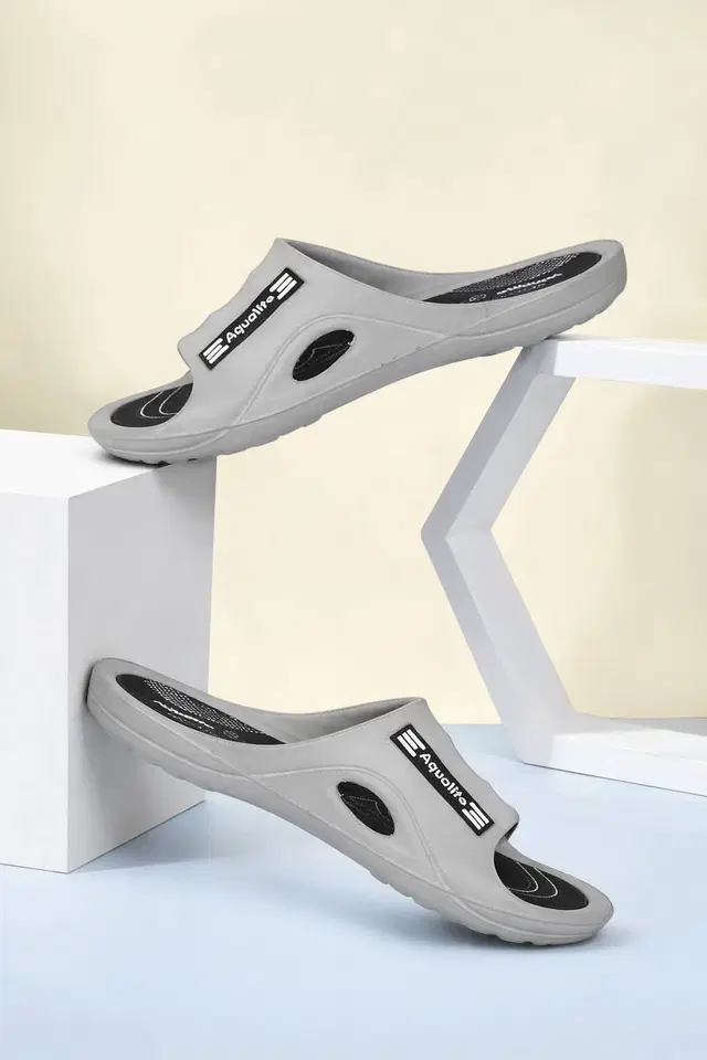 Aqualite Slides for Men (Grey, Black, 10 UK/India)