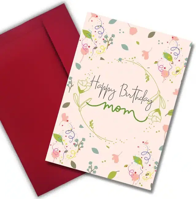 Birthday Greeting Card with Envelope for Moms, Multicolor, Set of 1