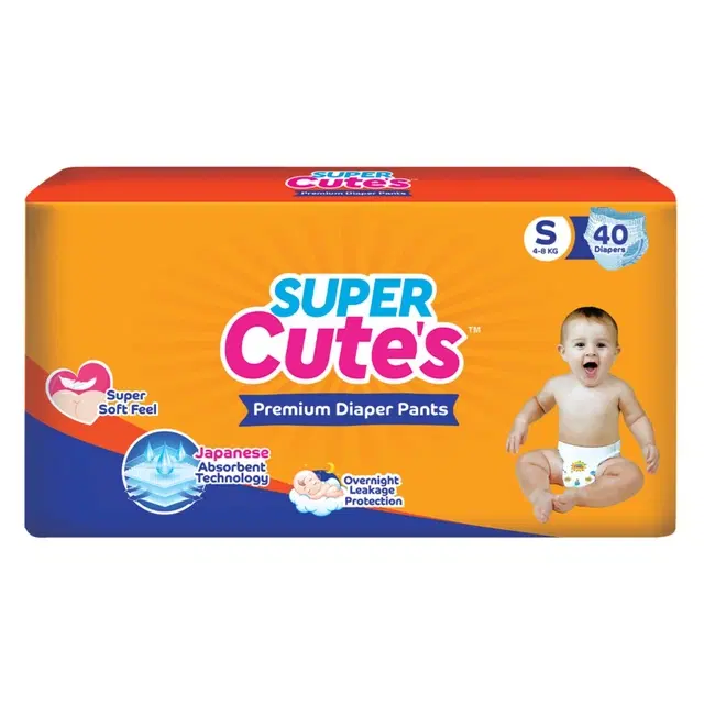 Super Cute'S Premium Baby Diaper Pants (S) - 40 Pcs