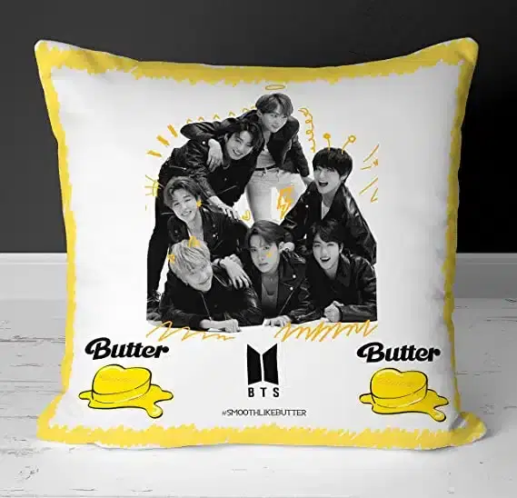 BTS Signature Printed Cushion Cover, Multicolor, 12X12 Inch, Gt-016