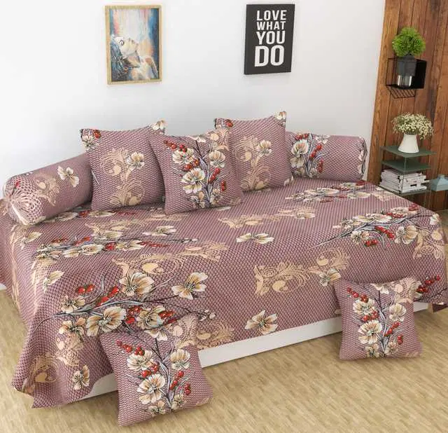 Homefab Microfiber Diwan Set, Rose Pink, 60X88 In, HF-124