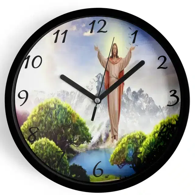 Plastic Jesus Printed Wall Clock, Multicolor, 10x10 Inches