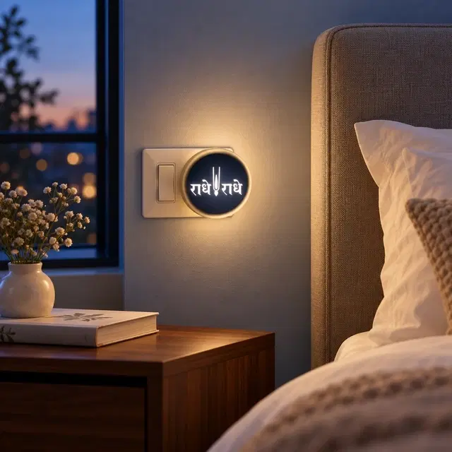 Radhey Radhey Wooden Led Night Lamp