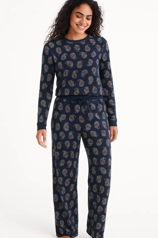 Women's Straight Leg Printed Sleepwear Pyjama - Black, Pack of 1 (M)