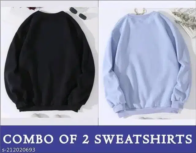 Full Sleeves Sweatshirt for Women, Combo of 2 (Black & Aqua Blue, S)