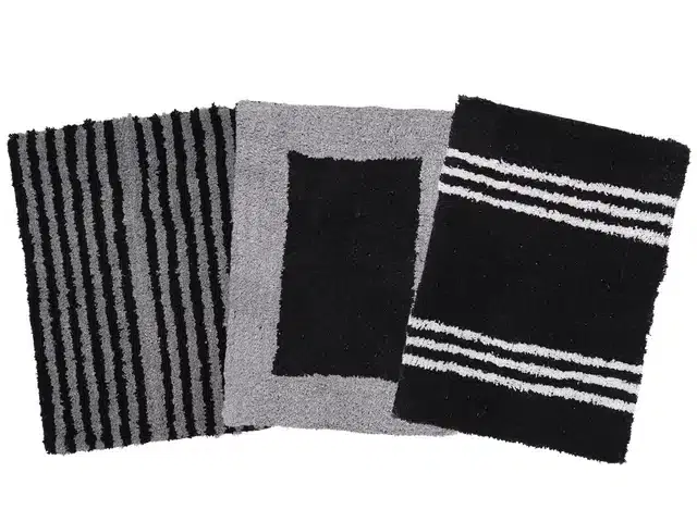 Soft Cotton Anti Skid Door Mats, Set of 3, Multicolor, 35x55 cm