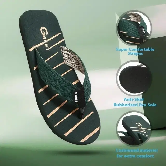 Flipflops for Men (Green, 6)