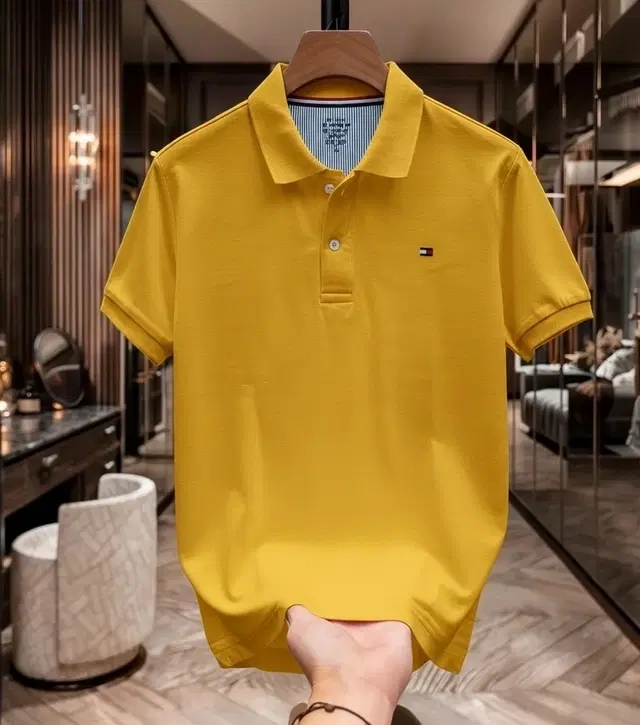 Cotton Matty Solid T-shirt For Men, Yellow (XL)