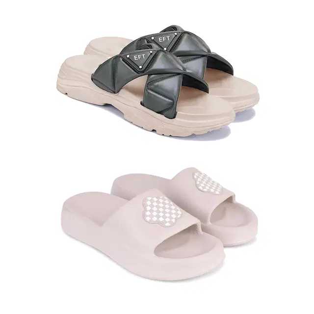 Sliders for Women, Set of 2 (Multicolor, 8)