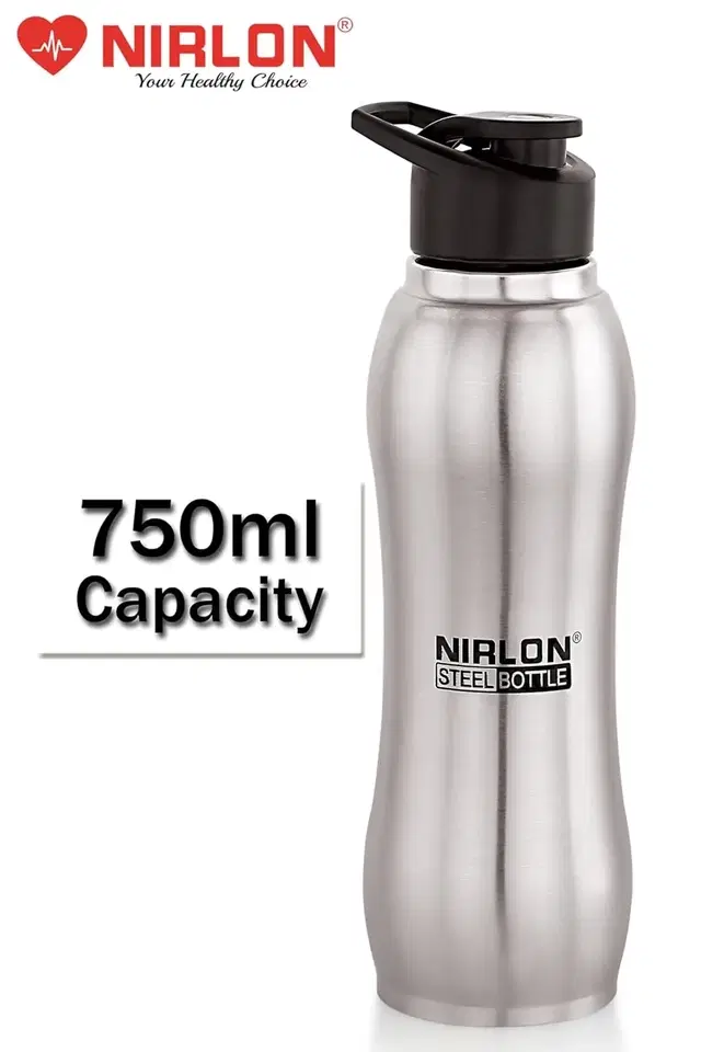 Nirlon Steel Water Bottle, 750 ml, Silver