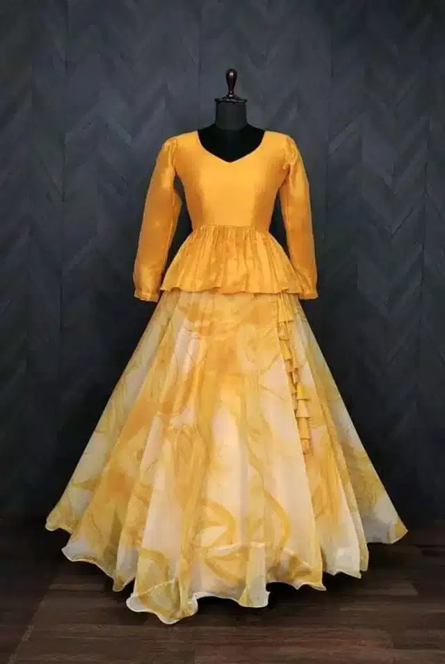 Ready to Wear Lehenga Choli for Women (Yellow, S)