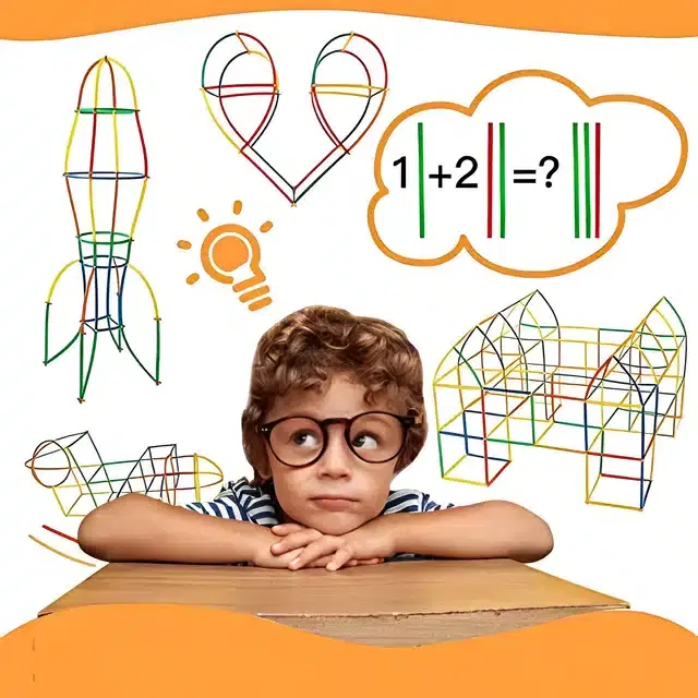 Plastic Educational Straw 100 Pcs Assembly Blocks Toy Set for Kids, Multicolor