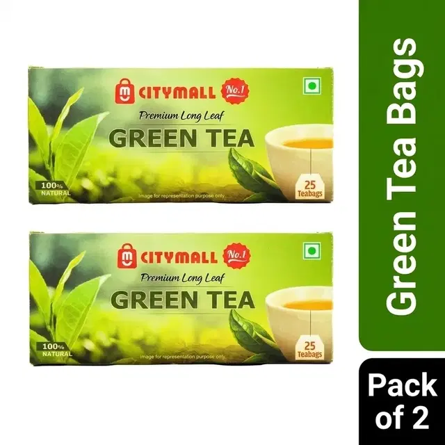 Citymall No.1 Green Tea Bags - 2X25 Pcs Plain (Pack of 2)