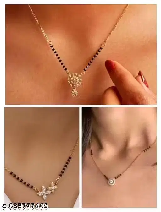 Single Strand Mangalsutra for Women, Pack of 3 (White, Free Size)