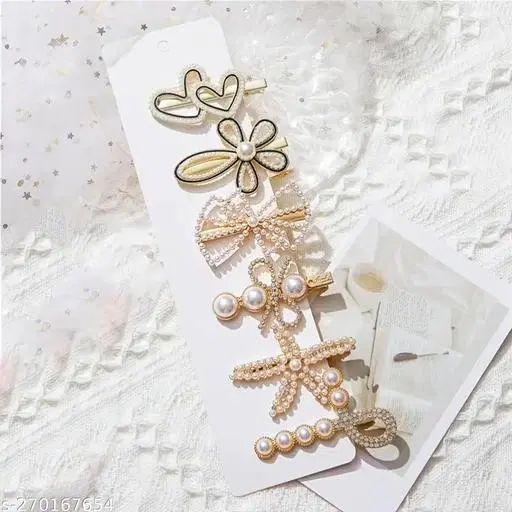 Hair Clips for Women (Gold, Pack of 6)