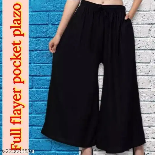 Palazzos for Women (Black, 28)