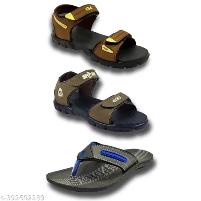 Sandals with Flipflop for Men, Pack of 3 (Multicolor, 6)