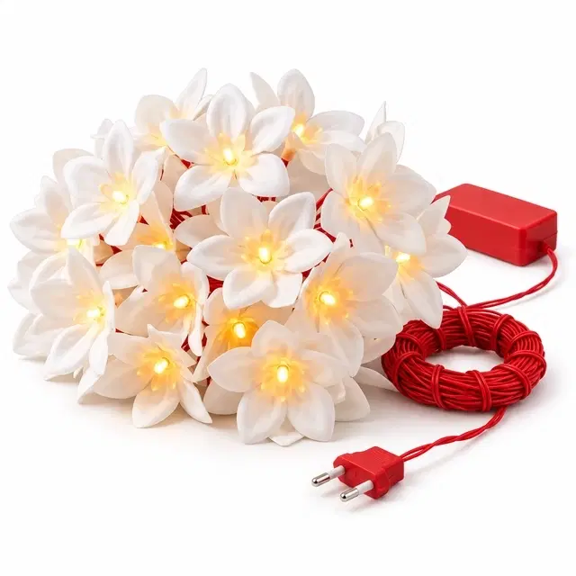 Mprow 3 Meter 14 Led's Valvet Flower Fancy Light, Warm White