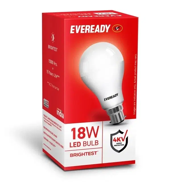 Eveready LED Bulb | 18W | Cool Day Light | 6500K | Energy Efficient | B22 Base Holder