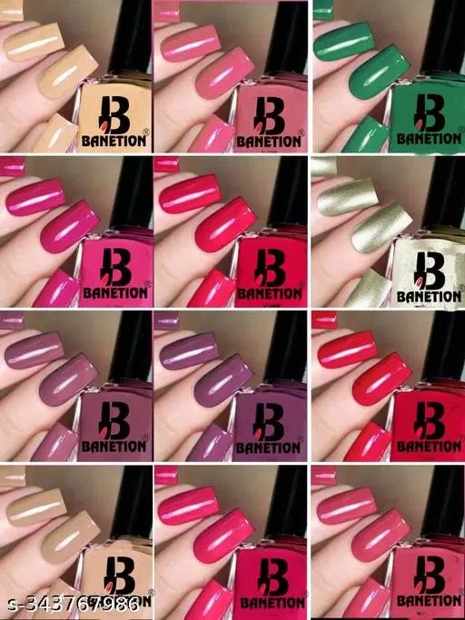 Banetion Matte Nail Polish, Multicolor, Pack of 12