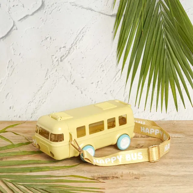 Plastic Bus Shape Sipper Bottle for Kids, Multicolor (1000 ml)