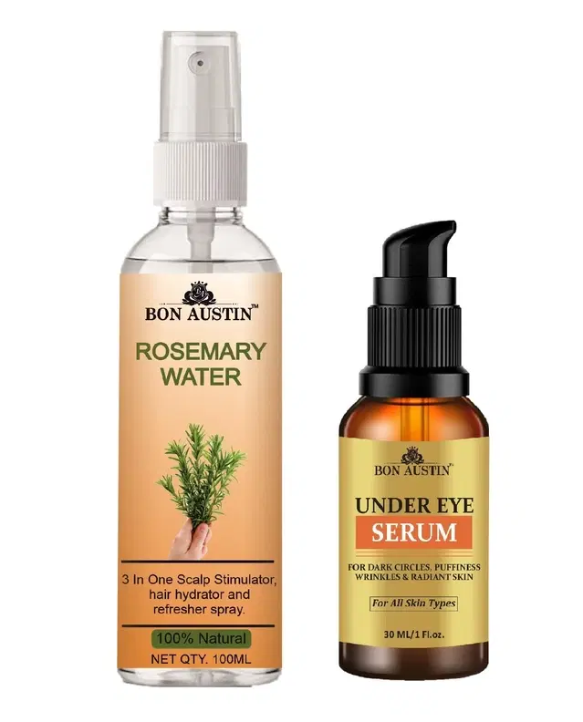 Bon Austin Natural Rosemary Water, 100 ml with Under Eye Serum, 30 ml, Set of 2