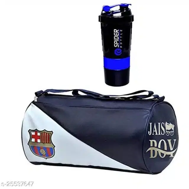 Combo of Gym Bag with Shaker Bottle, 400 ml, Multicolor, Set of 2